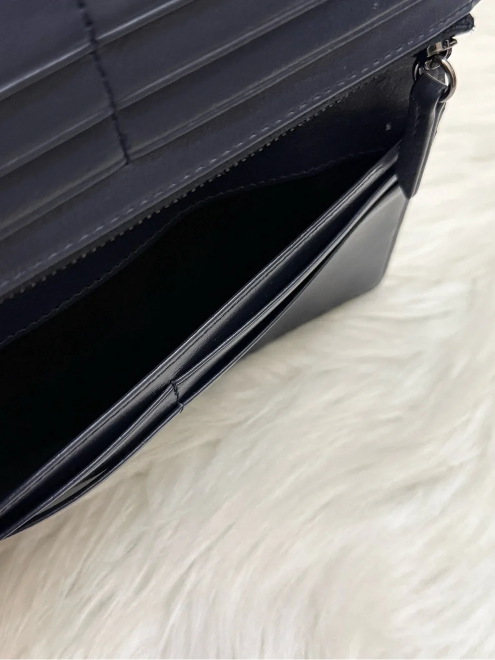 BOTKIER - BLUE ALL LEATHER BIKER QUILTED MOTO LONG SNAP WALLET - Picture 9 of 12